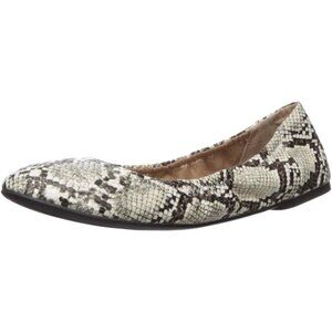 Womens Faux Snake Closed Rounded Toe Slip On Low Wedge Heel Ballet Flat Shoes